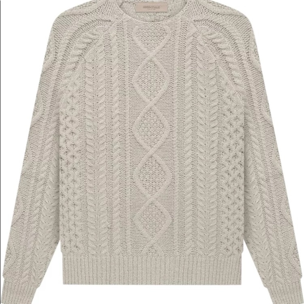 Essentials Fear of God Cable Knit Sweater ‘smoke’ grey size medium